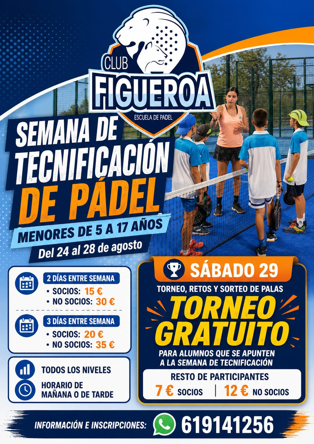 Cartel de la Semana de Tecnificación de Pádel del Club Figueroa